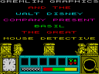 Basil The Great Mouse Detective title screen for ZX Spectrum
